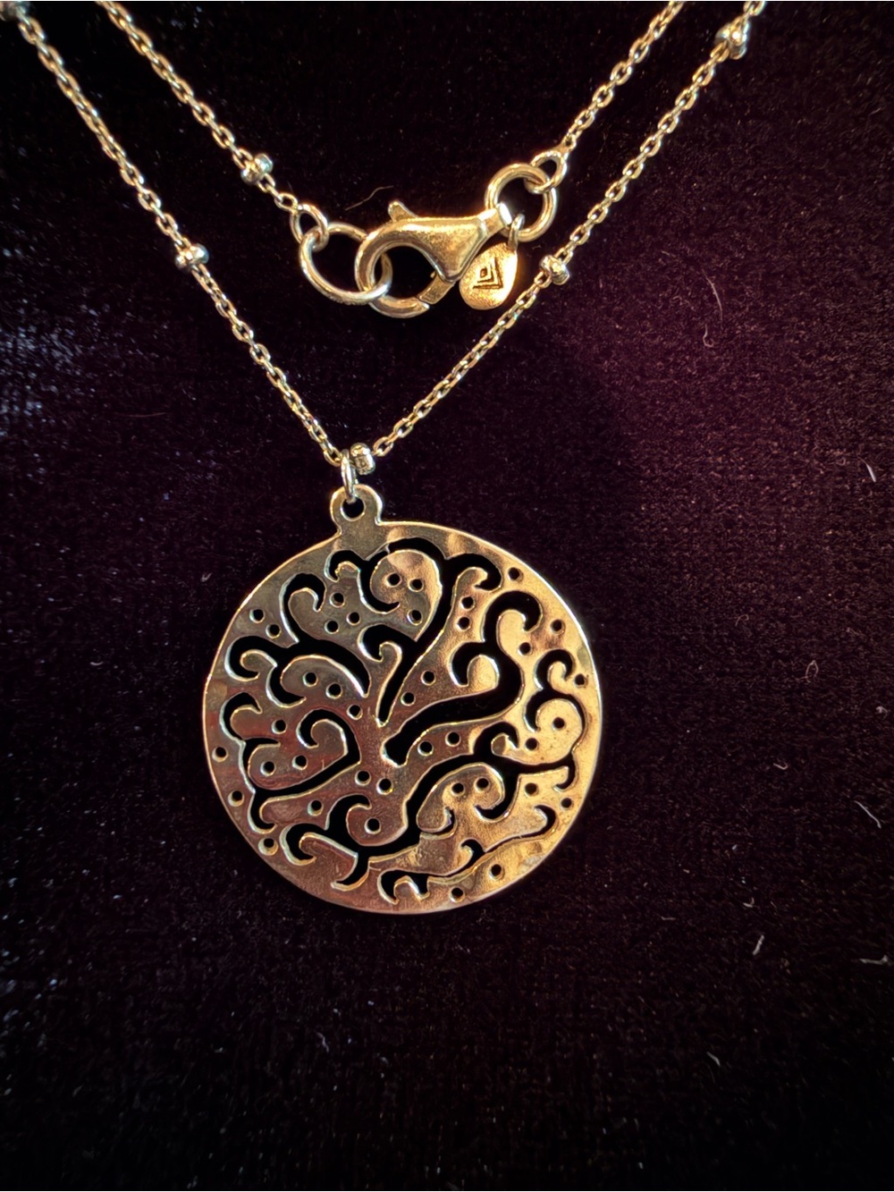 Dollars sterling silver Filigree Round Pendant Necklace - Women Jewelry